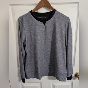 Peter Millar Womens Top Black Long Sleeve UPF 50+ Hexagons Size Large Shirt Golf